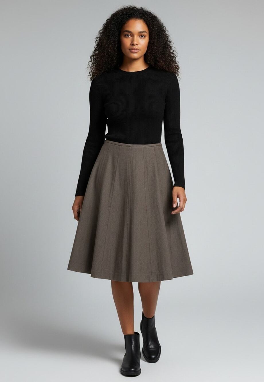Talbots Brown Irish Linen Skirt Womens Size 4P Petite Made Thailand Knee Length